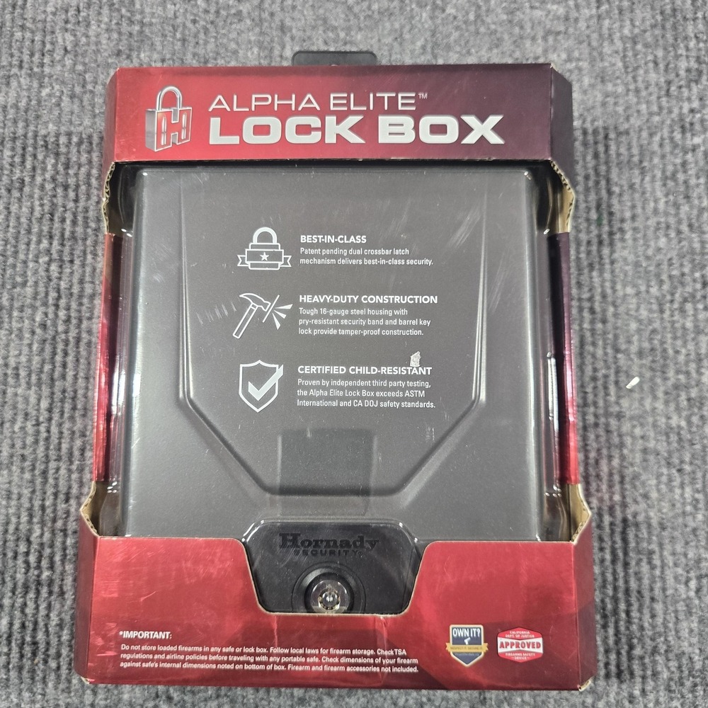 Hornady Alpha Elite Lock Box Black Steel Pistol Case Handgun Safe TSA Approved